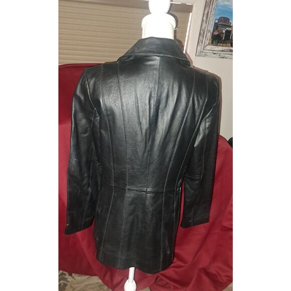 Gorgeous Worthington Black Leather Ladies 3 button Lined Jacket Sz Small - Picture 4 of 8